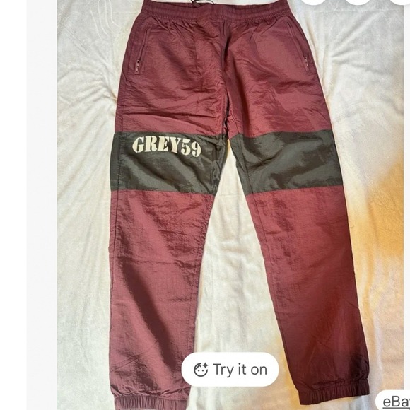G59 Not Big On Sports Track‎ Pants Burgundy Size Medium New With Tags - Picture 4 of 4